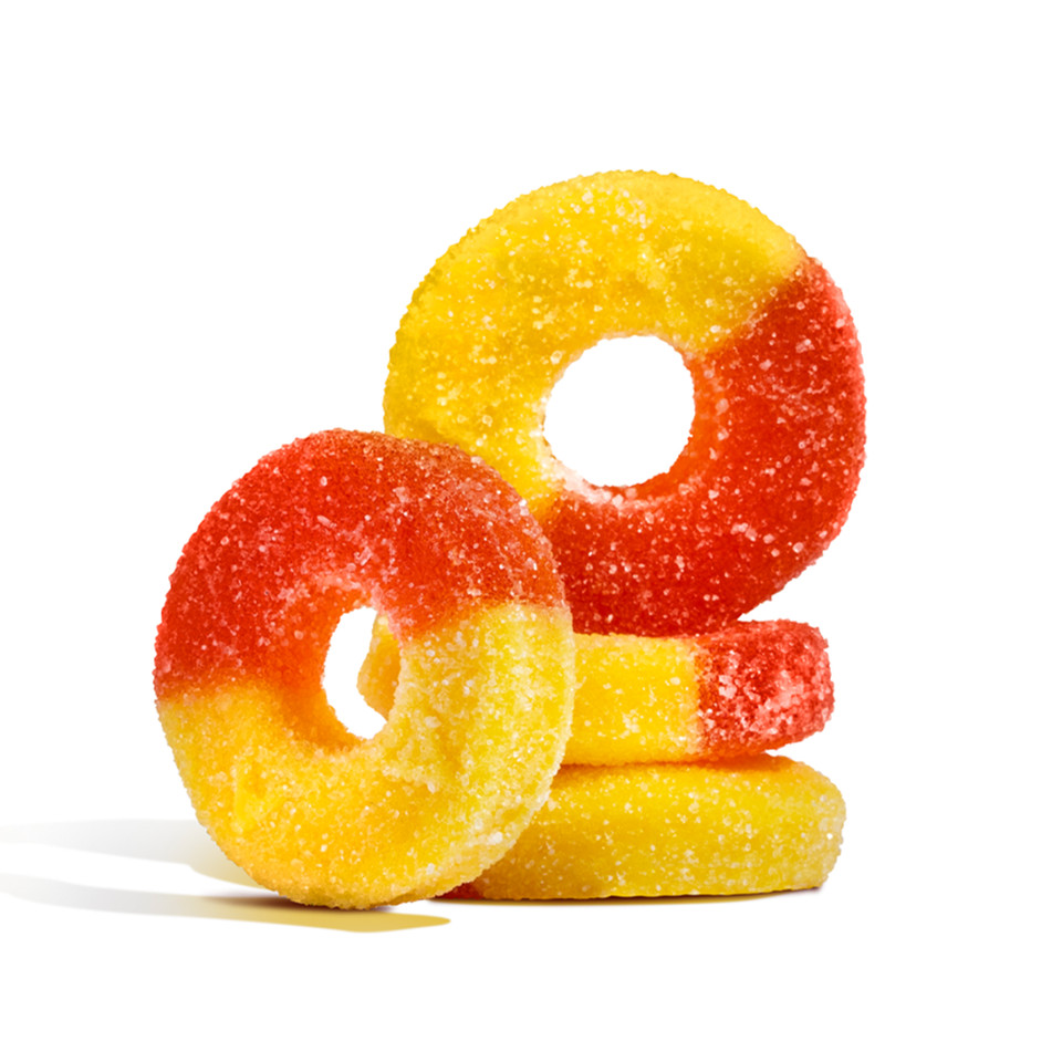 Albanese Peach Gummi Rings - 12 oz bag
