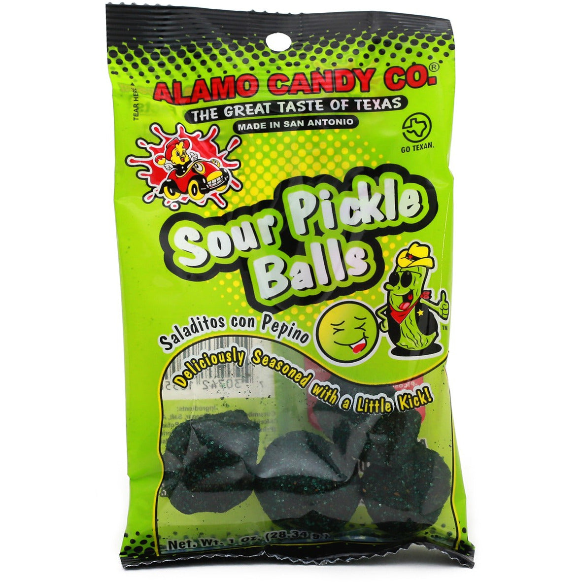 Alamo Candy Peg Bag Sour Pickle Balls - 1oz