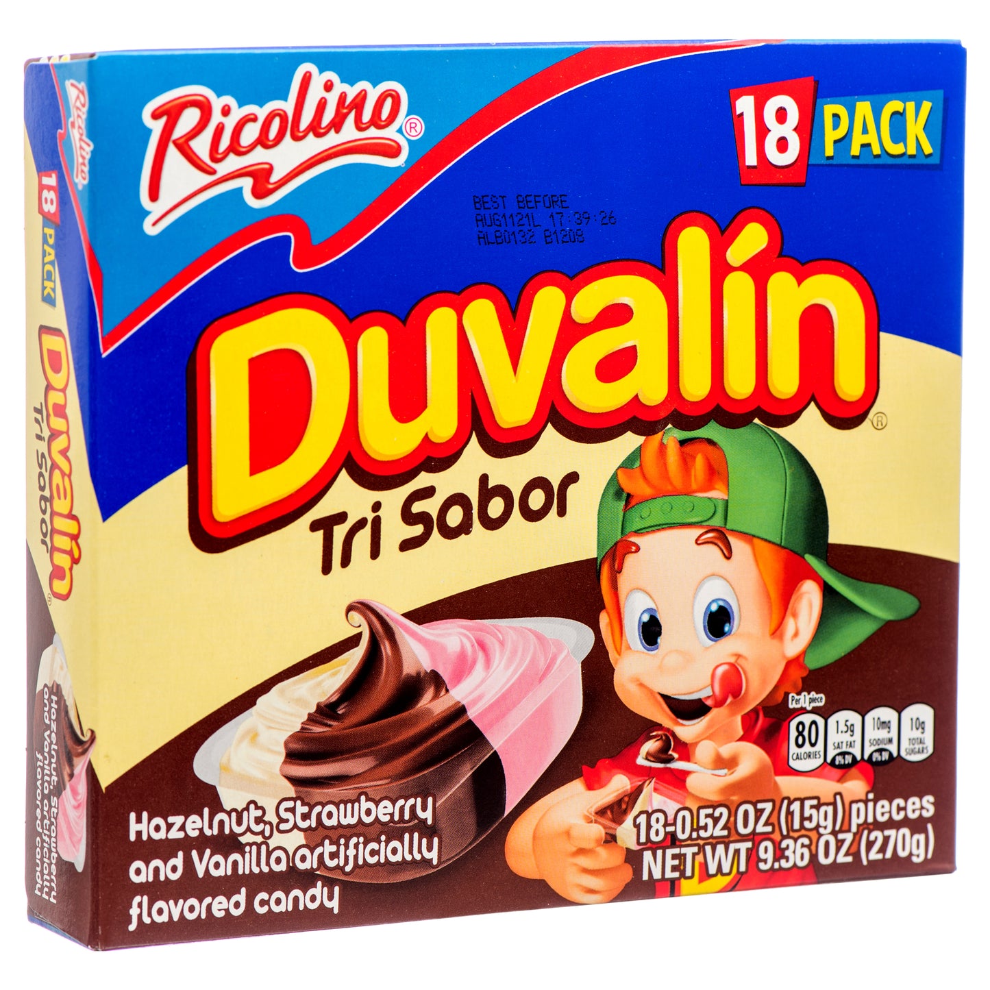 Ricolino Duvalin Tri Sabor Hazelnut, Strawberry & Vanilla Creamy Mexican Candy (9.5 oz)